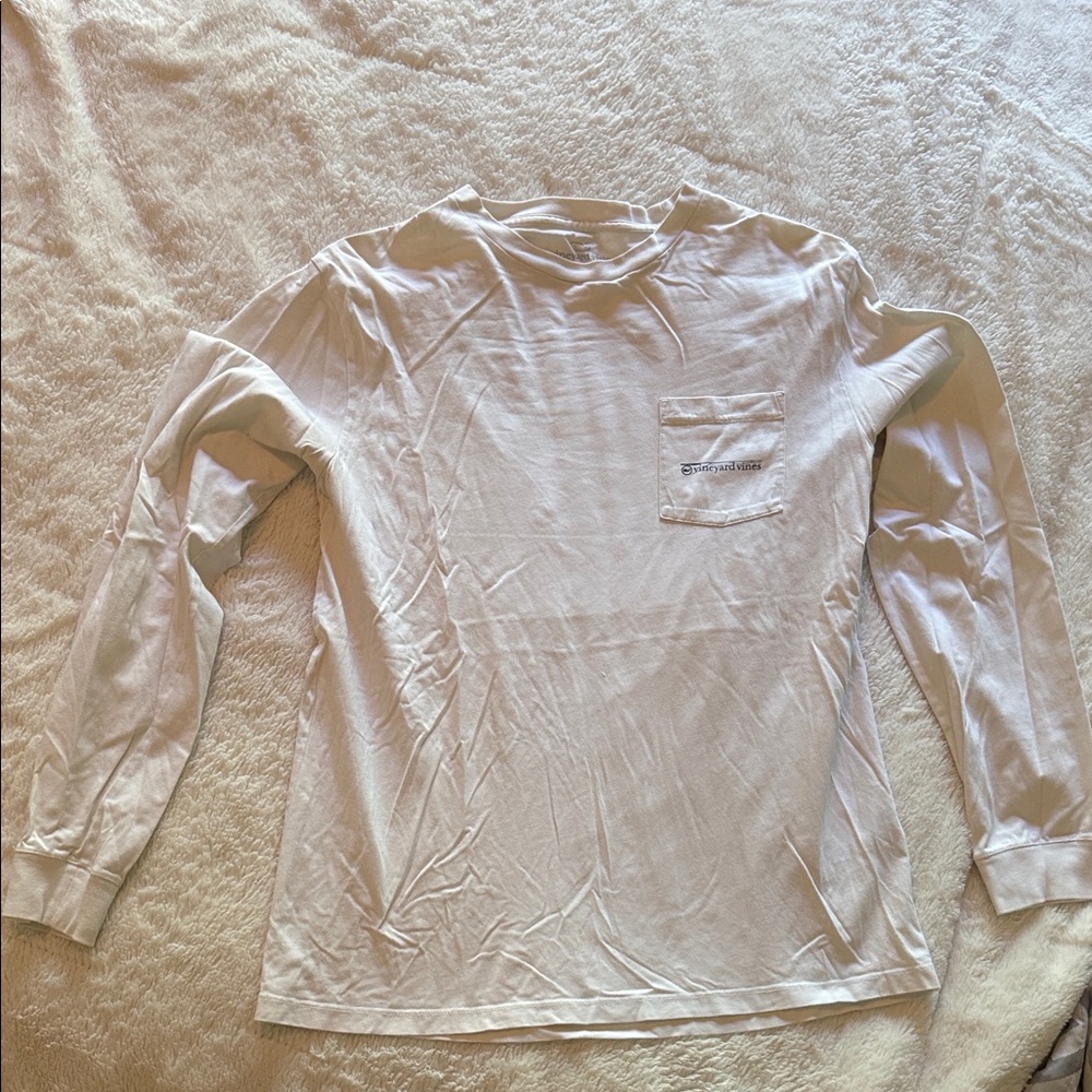 Vineyard Vines White Long Sleeve Pocket Tee